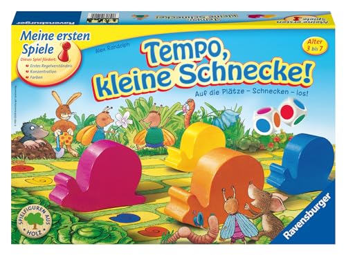 Foto von Ravensburger Kinderspiel 21420 - Tempo kleine Schnecke, Das spannende Schneckenrennen, Brettspiel und Gesellschaftsspiel für 2-6 Spieler, Kinderspiel ab 3 Jahren - Geburtstagsgeschenke