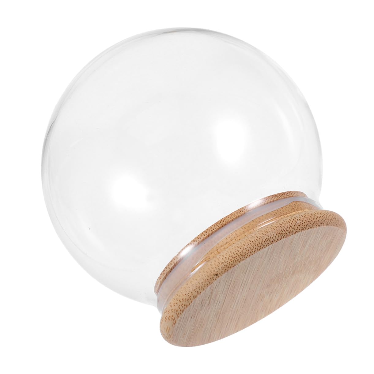 Cubierta protectora antipolvo de cristal con base de bambú para exhibición de figuras