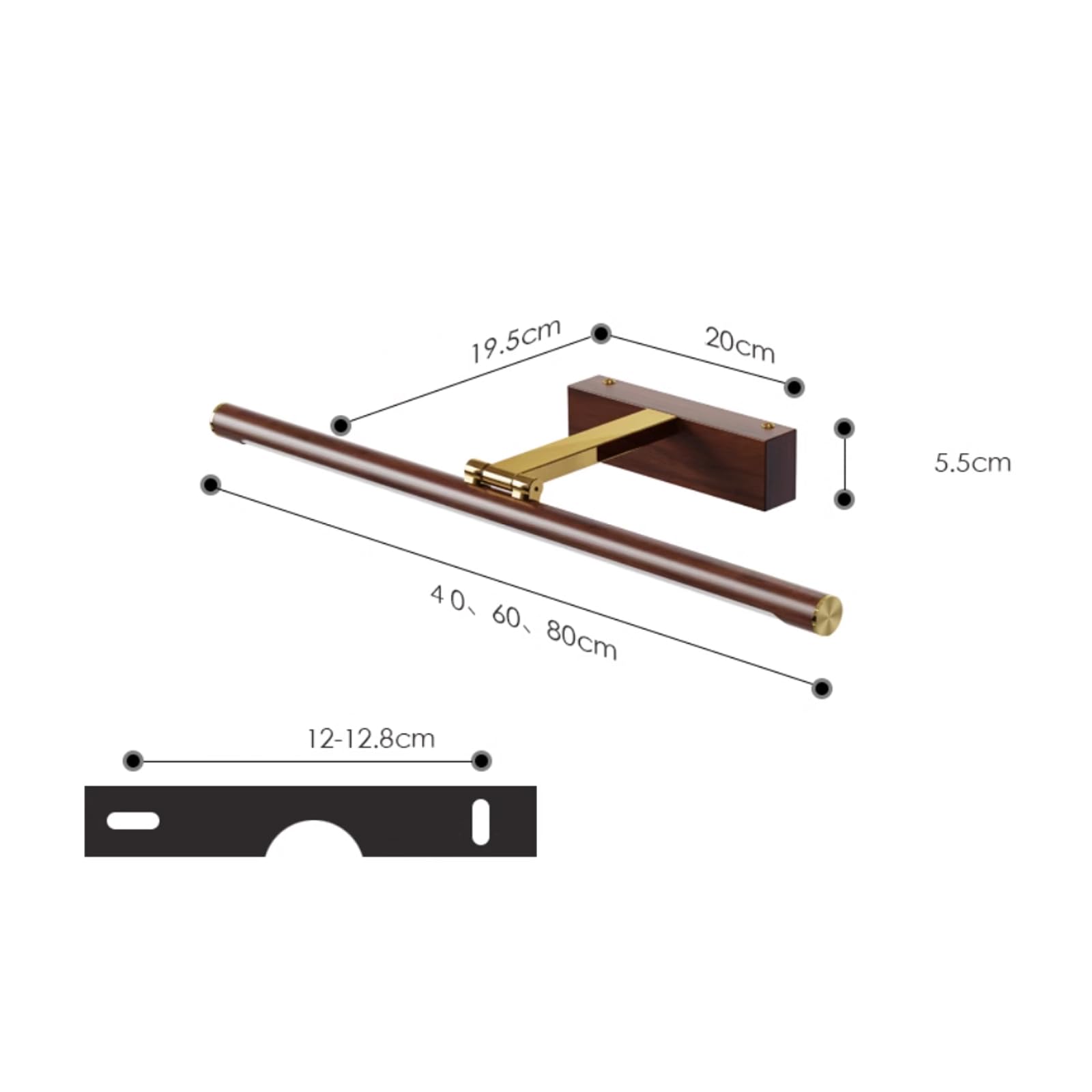 Accesorios de iluminación para tocador de baño Accesorios de iluminación para tocador de Grano de Madera de Nogal sobre Espejo Aplique de baño LED Ajustable Luz de Imagen de Metal