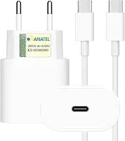 Carregador Turbo 25W Tipo C com Cabo 1M Compatível com Todos os Dispositivos USB-C – Carregamento Rápido Premium