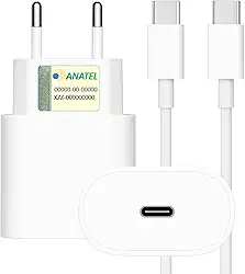 Carregador Turbo 25W Tipo C com Cabo 1M Compatível com Todos os Dispositivos USB-C – Carregamento Rápido Premium