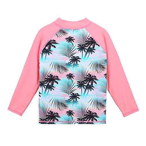 Tfjh E Girls Long Sleeve Swimsuits 2Pcs Full Long Rash Guard Swimwear Upf 50+ Green Pink 8A #TOP1
