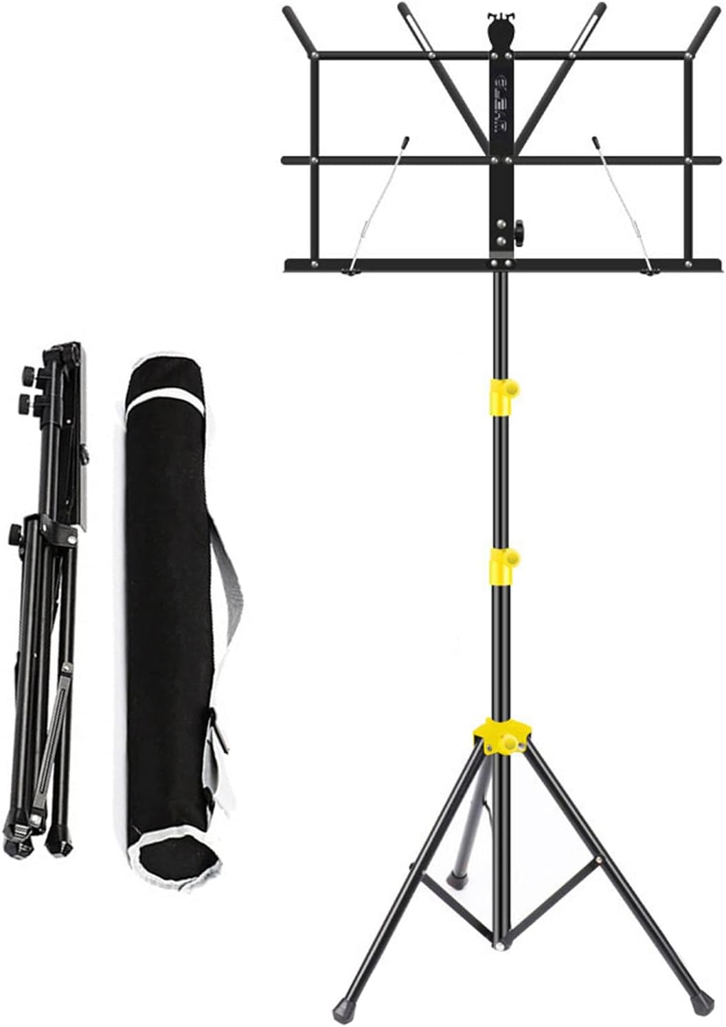 Sheet Music Stand Holder, Portable Folding Music Stand Super Sturdy Adjustable Height Tripod Base Metal Music Stand, For Storage Or Travel With Carrying Bag, Black Sheet Music Stand ( Color : Black an
