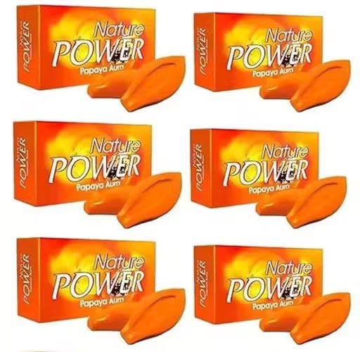 Nature Power Papaya Aura Fragrance | Nourishing with Vitamin E | Gives Healthy Sheen and Radiance | Keeps Skin Looking Fresh and Youthful | Ideal for Daily Skin Care | Papaya Soap - Pack Of 6-image-2
