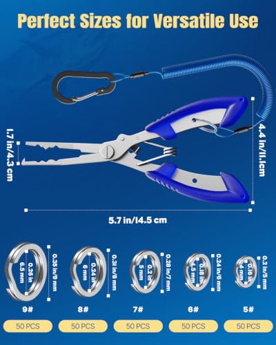 Image of Pawfly 250 Pcs Split Rings and Split Ring Pliers Kit for Fishing