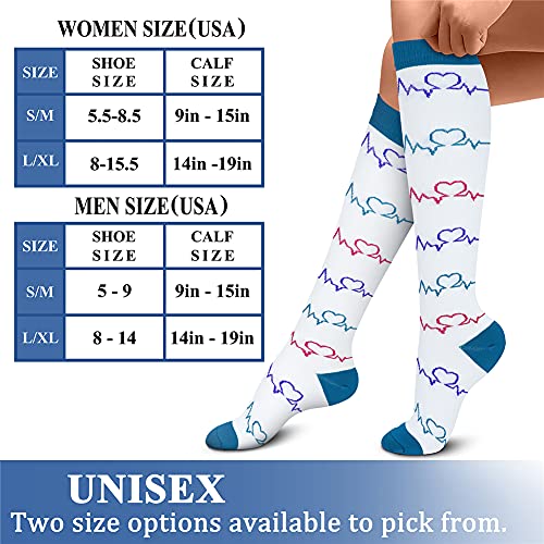 Charmking 6 Pairs-Compression Socks For Women & Men Circulation Best Support For Nurses, Running, Athletic,Flight Travel (Multi 20,S/M) #TOP5