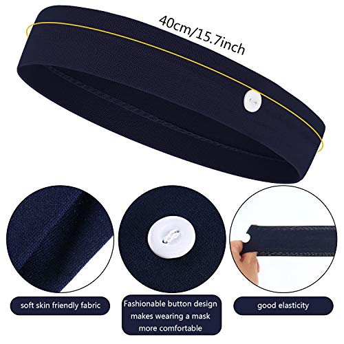 Willbond WILLBOND-ELASTIC BUTTON HEADBAND-J8 16 Pieces Elastic Headbands With Button Yoga Sports Headband Sweatband Non Slip Nurse Headbands Multicolored Ear Protection Holder thumb #2