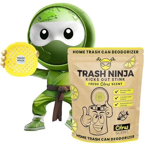 Trash Ninja Trash Odor Eliminator – Long-Lasting Citrus Scent Deodorizer with Activated Charcoal,...