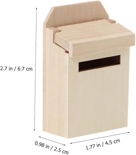 Miniatura 7 de Abaodam Box Mini Novelty mailboxes Miniature Birch Mailbox Model Mail Wooden Doll House Wood Blank Mini Mailbox Blank Ornaments Wooden Blank Mailbox