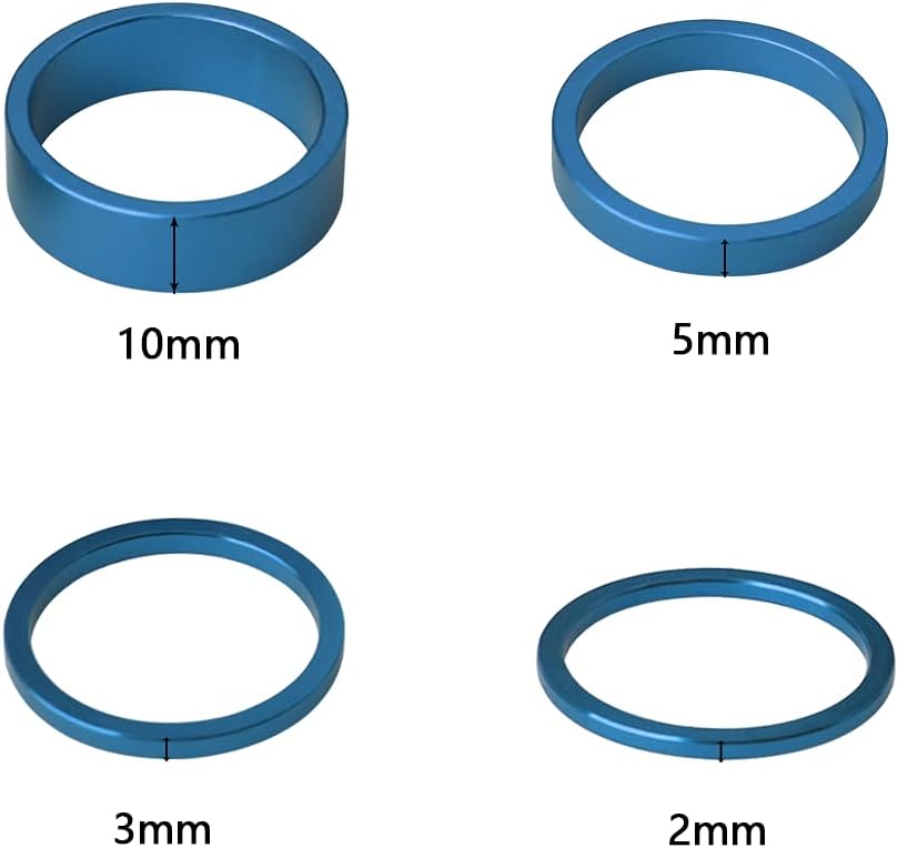 12 Pieces Bicycle Headset Spacer Bike Handlebar Stem Spacers Threadless Aluminum Alloy Headset Stem Spacer Set Fit 1 1/8-Inch Stem for MTB BMX Mountain Road Bikes Cycling 2/3/5/10MM