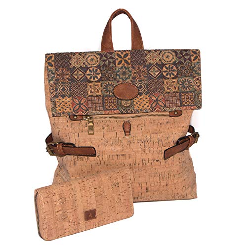 Mochila Bolso Antirrobo de Corcho Portugués con Cartera de Regalo  Billetero  Tarjetero