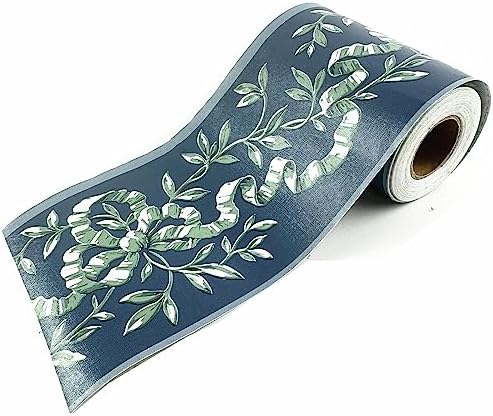 Ssamall 10Meters Vintage Wallpaper Border Peel & Stick Wall Borders Bathroom Kitchen Decor Sticker (Dark Blue)