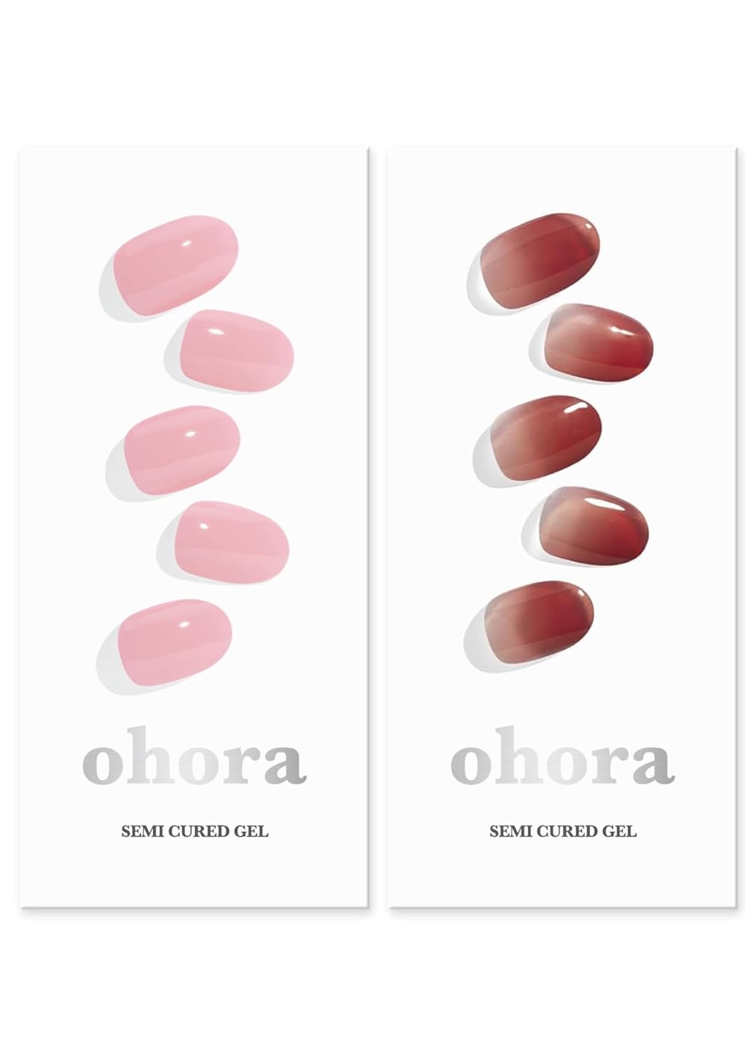 ohora Semi Cured Gel Nail Set of 2 (N Cream Pink & N Fig Jam) - Professional Salon-Quality Nail Care