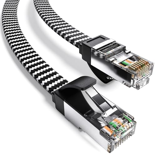 Cable Ethernet Cat8 plano trenzado 10 pies con extensores RJ45 miniatura 2
