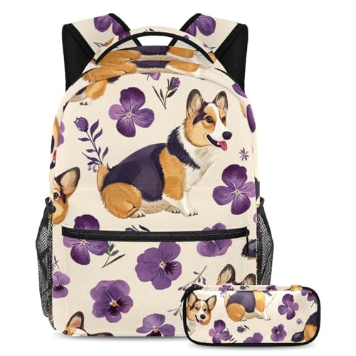 Sac à dos Corgi mignon avec trousse assortie pour la rentrée scolaire de votre enfant