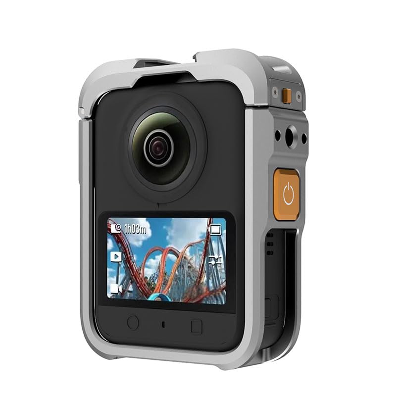 Aluminiowy futerał ochronny z klatką dla królika do kamery sportowej DJI Osmo 360, ramka ochronna 360° z osłoną obiektywu, wielofunkcyjny uchwyt na adapter rozszerzeń do akcesoriów (szary)