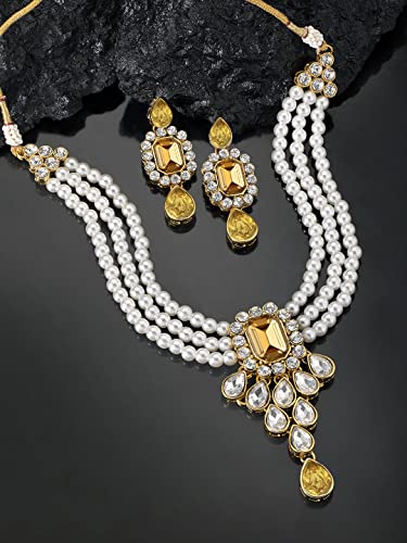 Image of Peora Crystal Faux Pearl Jewellery Gift Set for Women