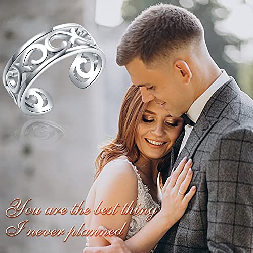 Wendao 925-Sterling-Silver Celtic Flower Thumb Ring - Cross Ring Open Adjustable Ring Inspirational Jewelry Mothers Day Birthday For Women Girls Teens #TOP7
