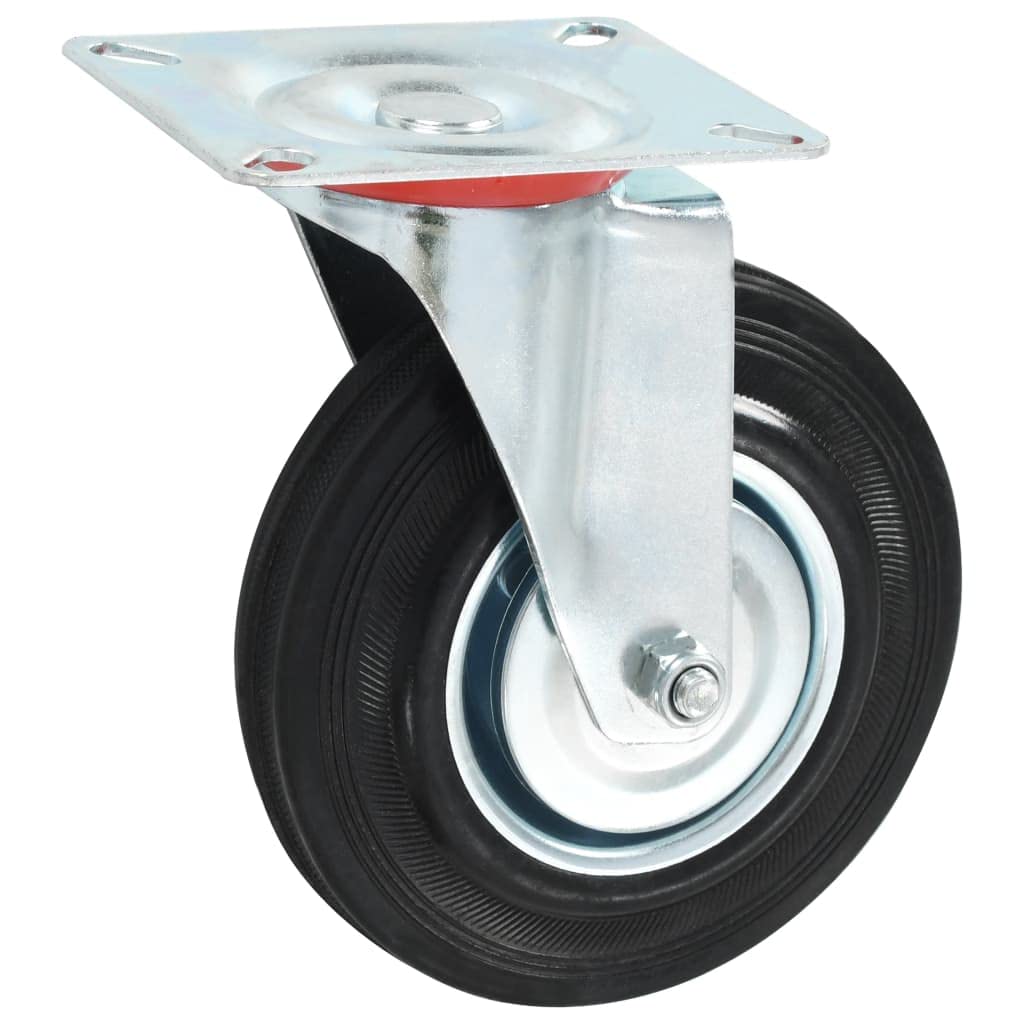 32 ruedas giratorias de goma de 125 mm con revestimiento de zinc de hierro, 16 con frenos, carga máxima de 100 kg, para taller, almacén, industria, carro de transporte, plataforma, banco de