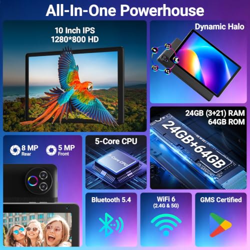 Image of Android 16 Tablet 10 Inch, 24GB RAM 64GB ROM 1TB,HD IPS,Fast WiFi 6, BT 5.4 | Electronics Tablets with HD IPS Touchscreen, 6000mAh 12H Battery, 2*Cameras Tablets for Kids & Adults, Gifts, Streaming, Work