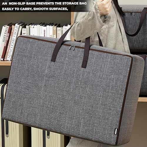 Image of Kraptick Cloth Organiser for Storage, Storage Bag for Clothes, Under Bed Storage Bag, Wardrobe Bags for Clothes Storage, Organiser Box for Cloth (Light Grey) (50cmX35cmX20cm)