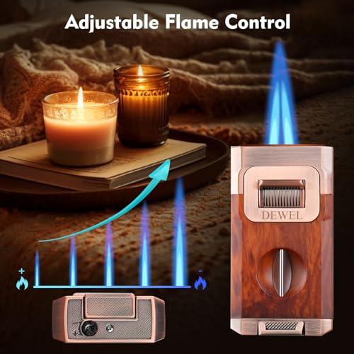 Encendedor butano antorcha 4 en 1 DEWEL clásico madera miniatura 3