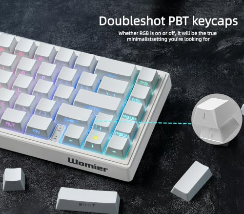 Image of dagaladoo White keycap Set,Shine Through keycaps 60 75 Percent, Japanese Style PBT Key caps,Double Shot Custom keycaps,OEM Profile Keyboard caps for Mechanical Keyboards