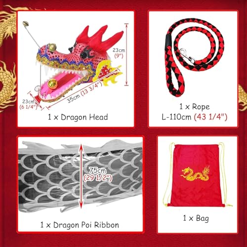 Poi de dragón LED evita enredos con su cinta cuadrada giratoria 3