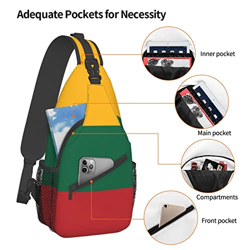 Mochila bandolera unisex negra estilo lituano miniatura 5