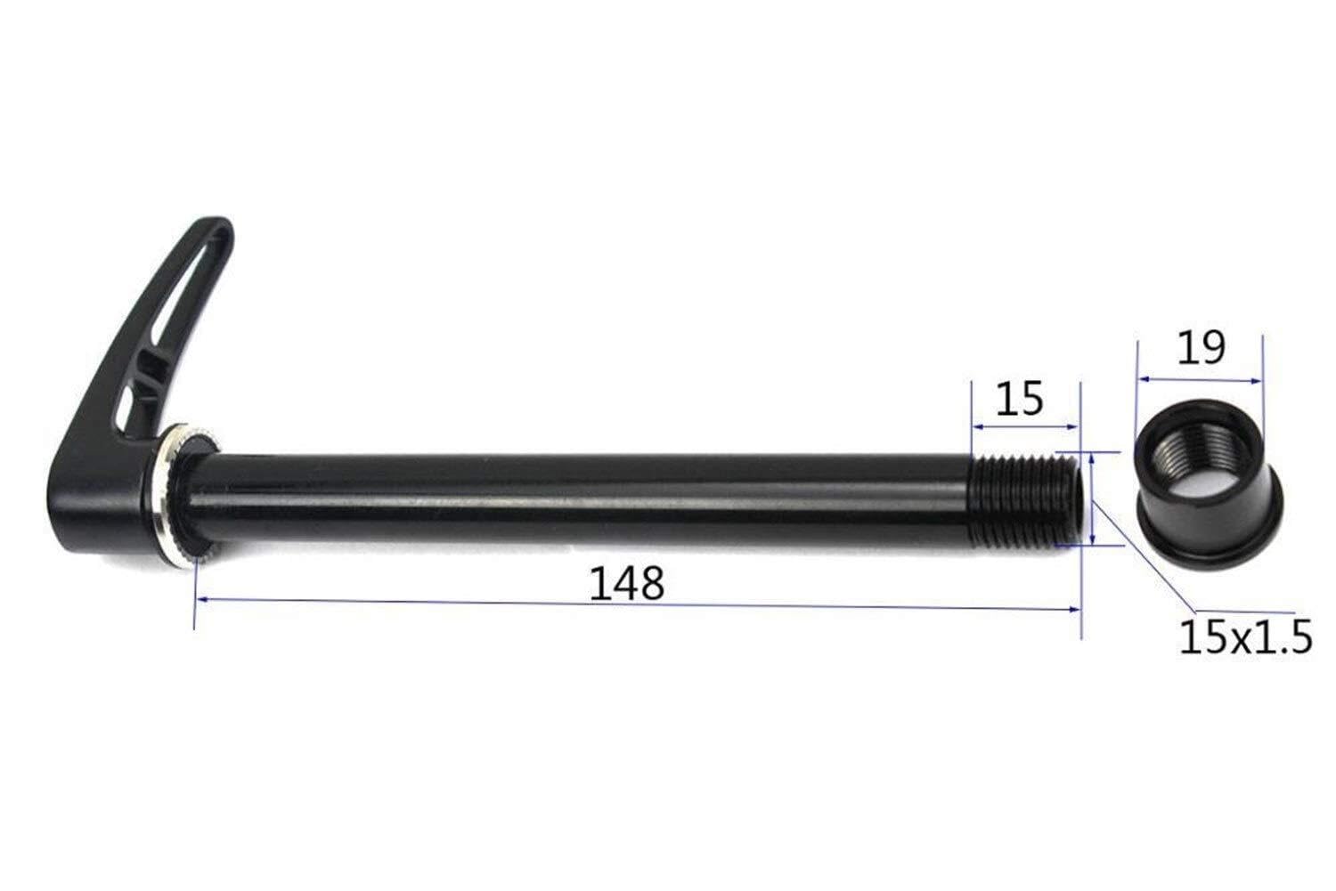 Cierres RáPidos para Bicicletas Pinchos de Cubo Rueda Bicicleta, Eje pasante Delantero, 15x100, pincho aleación MTB con contratuerca, 15mm, Longitud del, Cabeza Plana 148 Mm