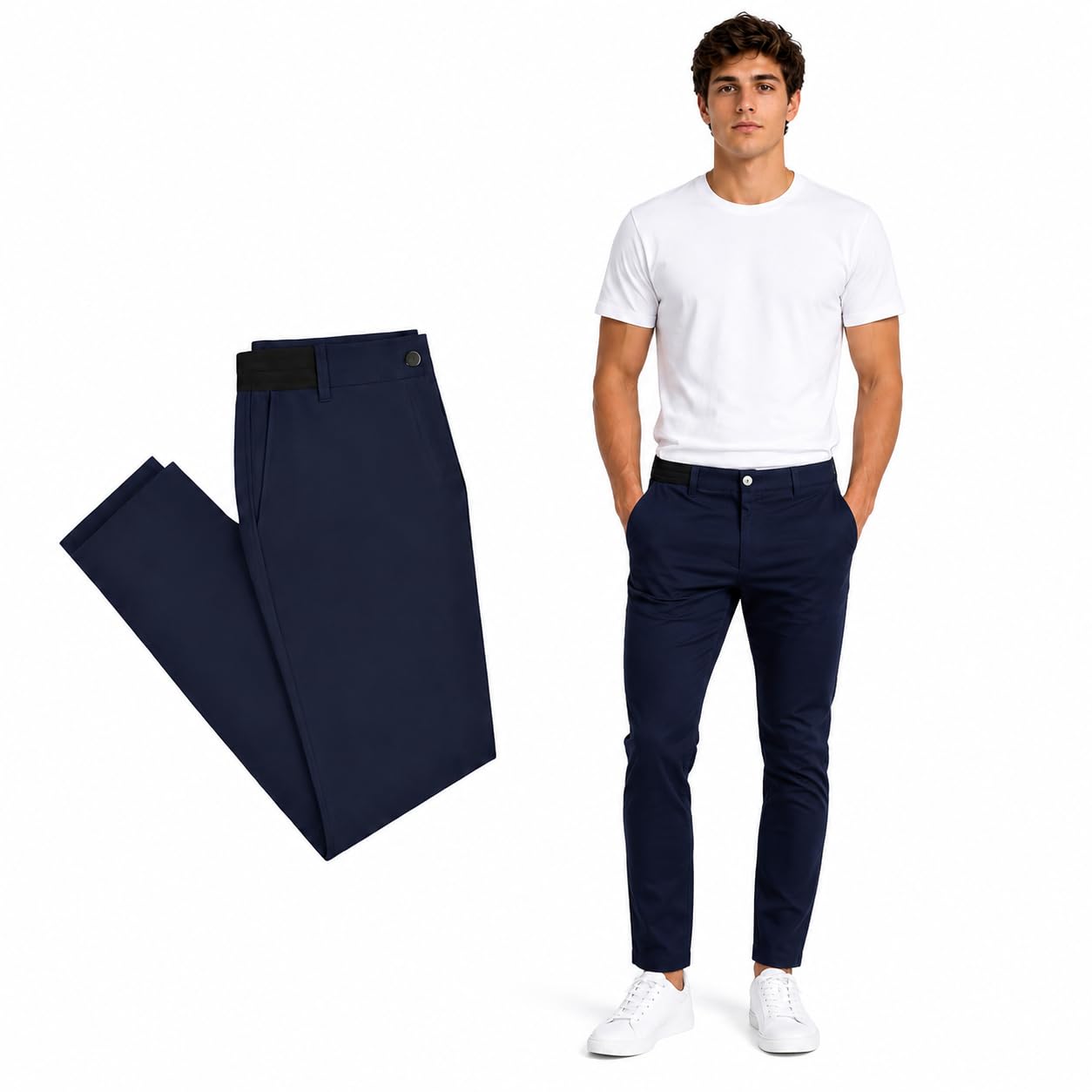Bellutia Pantalone Elasticizzato MorphoFit Uomo Traspirante e Leggero, Tessuto Stretch con Finitura Pratica e Asciugatura Rapida per Ufficio, Pendolarismo, Viaggi e Giornate Lunghe