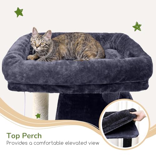 Image of Globlazer Heavy Duty Cat Tree, 70 inch Sturdy Cat Tree for Indoor Cats Extra Large Cat Tower with Scratching Post, Hammock, Cat Condo for Adult Cats Kittens, F70 Pro, Dark Grey