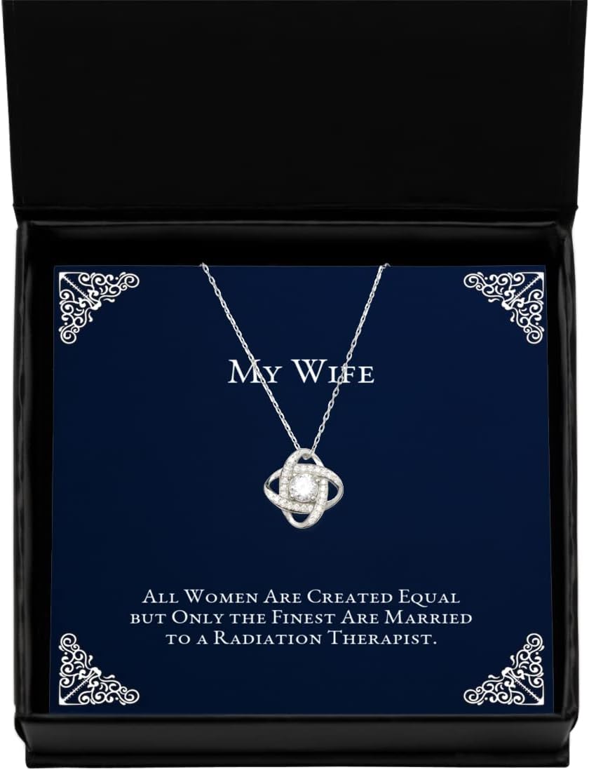 Brilliant Wife, All Women are Created Equal but Only The Finest are., Beautiful Holiday Love Knot Silver Necklace for Wife