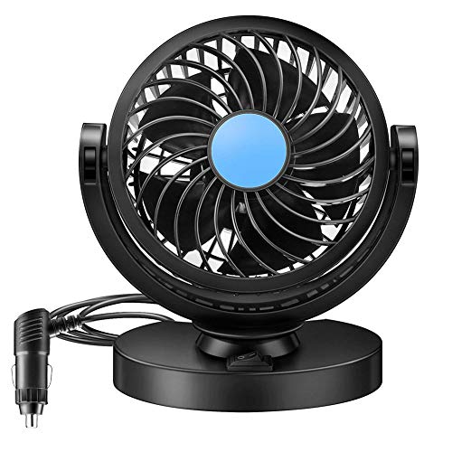 farawamu Car Fan, 12V 24V 360 Degree Adjustable Car Dashboard Air Cooler Single