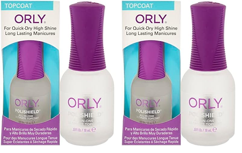 Orly Polishield All-in-One Ultimate Top Coat for Women - 0.6 oz Top Coat (Pack of 2)
