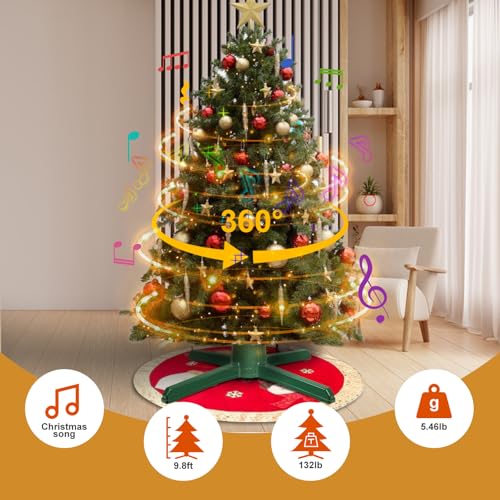 Qwmsnuv 00014 Rotating Christmas Tree Stand For 9 Ft Artificial Christmas Tree Remote Control 360° Spinning Christmas Tree Stand thumb #2