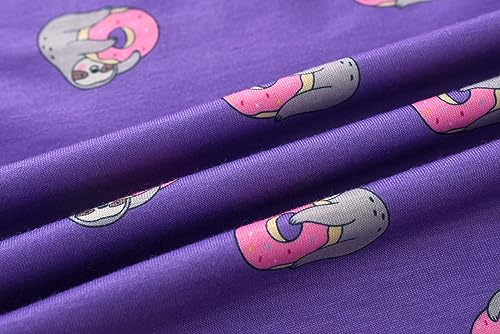 Image of Tie Dye Mermaid Sloth Christmas Halloween Pajamas for Girls Long Sleeve and Pants Nighty PJS 2-piece Set Size 6-16
