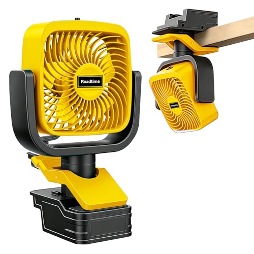 Roadtime Cordless Clip Fan Compatible with Dewalt 20V Battery (No Battery)