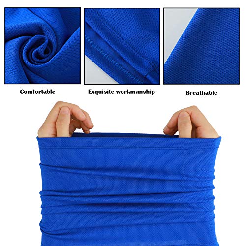 SATINIOR Summer UV Protection Face Covers Neck Gaiter Breathable Summer Bandana(Black, Royal Blue, Army Green, Dark Grey, Light Grey, White, 6 Pieces)