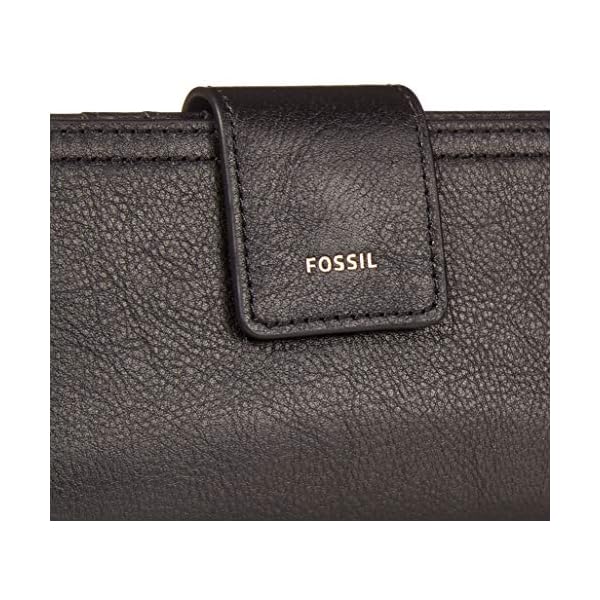 Fossil Women's Logan Leather Wallet RFID Blocking Tab Clutch, Black (Model: SL7830001)