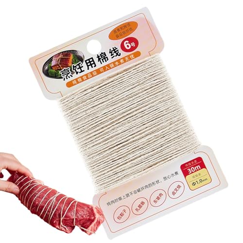 Alambre de cocina para carne - Alambre de cocina para tostar, alimentos - Cordón de cocina seguro para cocinar | Cordón de panadería 98.43 pies - cordón de algodón para jardín, asistente de cocina
