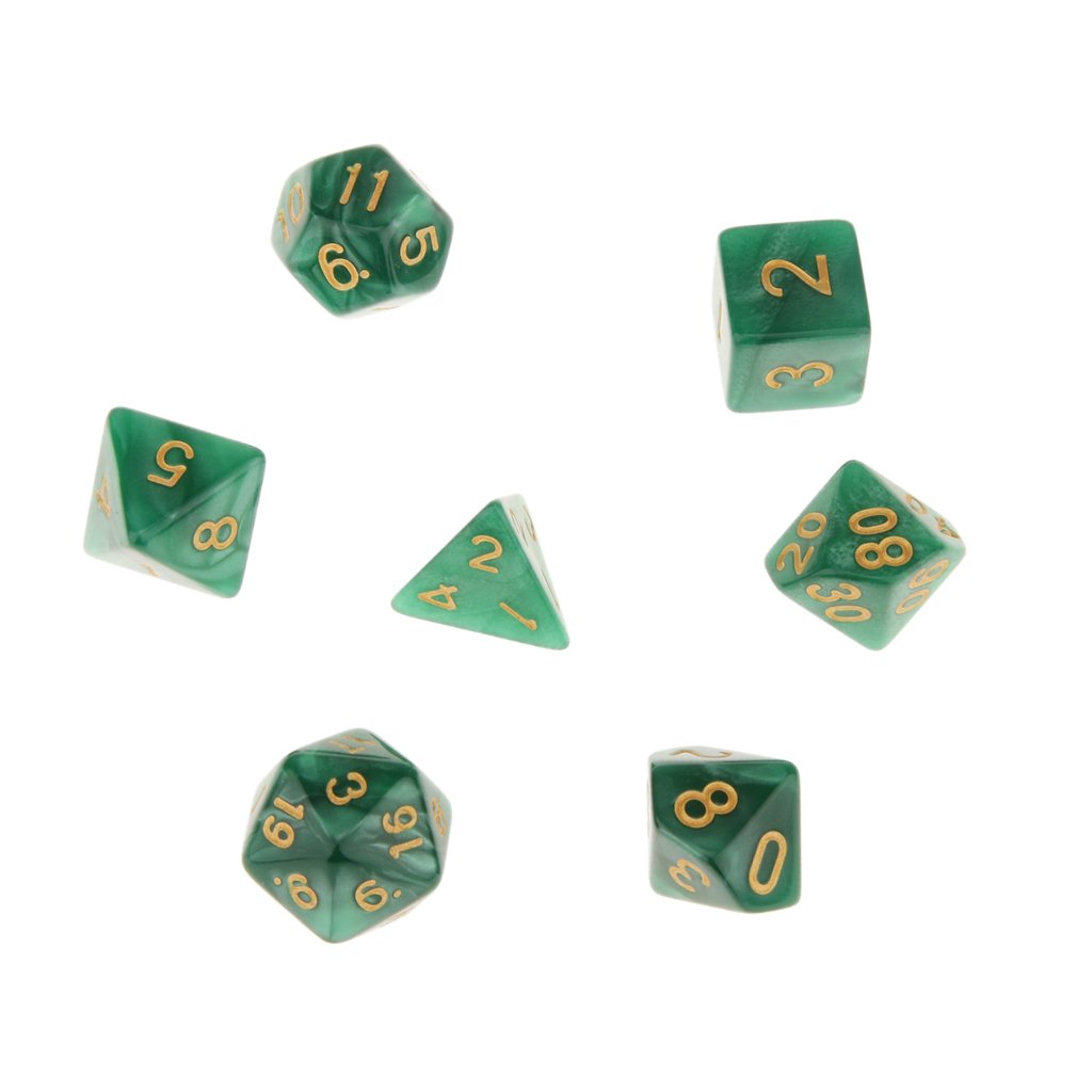 Enakshi (LABEL) Creations 7X Polyhedral Dice 16Mm for Dungeons and Dragons DND MTG Table Games GreenToys & Hobbies|Games|Role Playing Games|Accessories