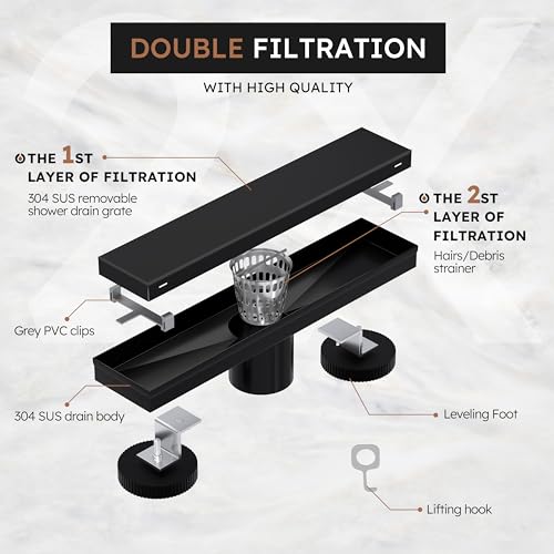 Solution évacuation douche avec grille d'insert de carrelage encastrable - 6