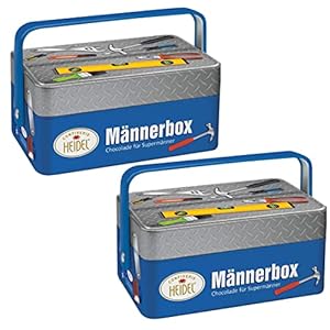 Confiserie Heidel mannenbox – cadeau voor papa, man, opa, oom, broer, echtgenoot – chocolade voor ambachtslieden – voor Vaderdag – mannendag – herendag – metalen dozen met chocolade (2 x 86 g)