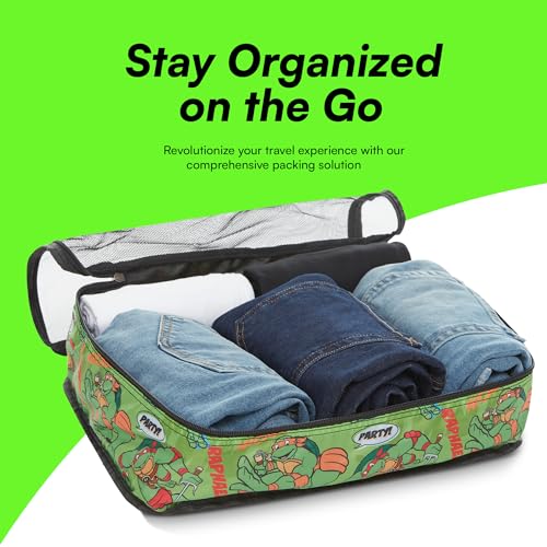 Ninja Turtles Packing Cube Set - Leonardo, Raphael, Donatello, Michelangelo - TMNT 5 Piece Packing Cube Travel Essential - Luggage Organizer Set - For Kids,Teens, Adults4