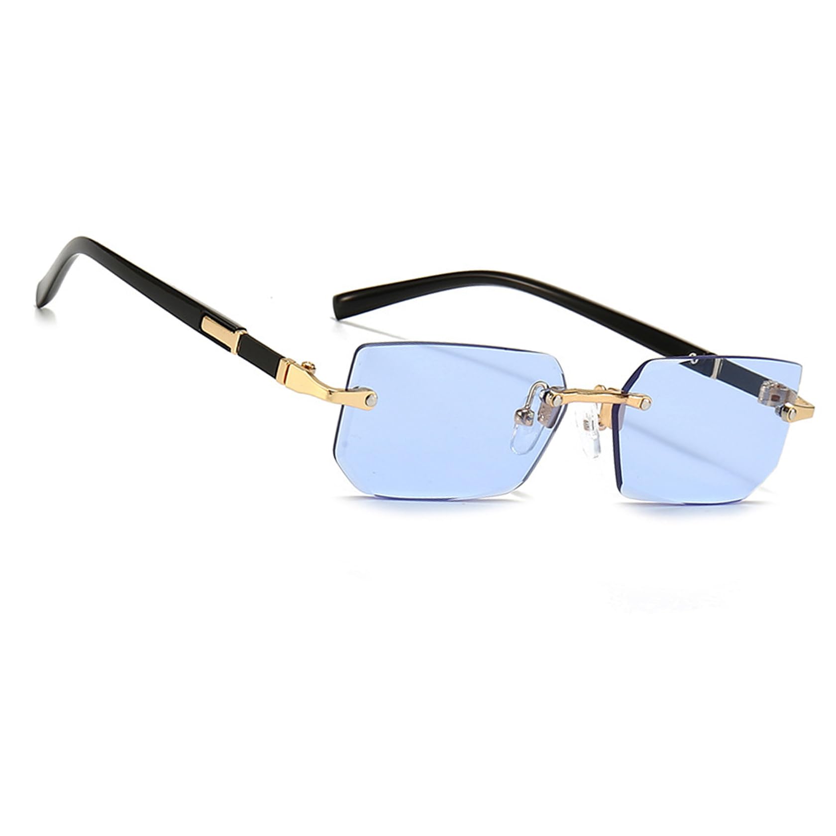 Gafas de Sol Sin Montura Rectangulares, Retro Vintage Lentes Cuadrados, Protección UV, Cuadradas de Moda para Mujer Hombre, Gafa Lente Tintadas