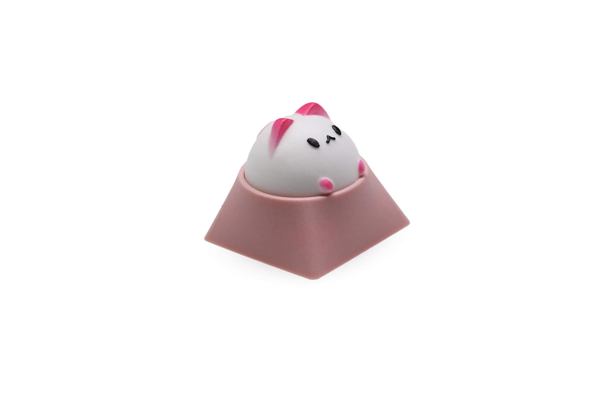 Hammer Bubble CAT Artisan KEYCAP Compatible with Cherry MX Topre HHKB switches and Clones Black Yellow Green Blue red Pink (Pink White for HHKB) - Pink White for HHKB