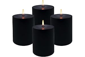 4-Pack 3x4" Black Pillar Candles