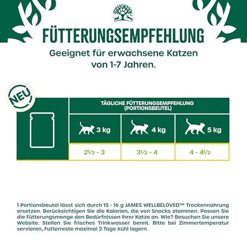 James WELLBELOVED 12 x 85g Katze Portionsbeutel Nassfutter ohne Getreide, Huhn in Gelee