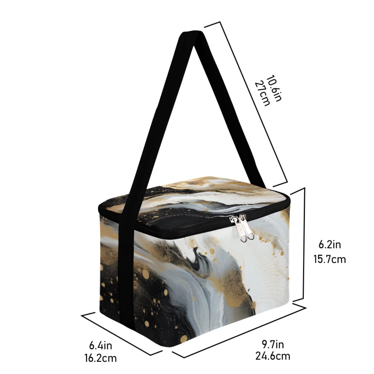 GzLeyigou Lunch Bags for Women Men 9 Cans,Color Mix Marble Texture Hot & Cold Food Delivery Bag Insulated Grocery Bag Insulated Lunch Box Liquid Skin Cooler Bag for Office Work Picnic Beach